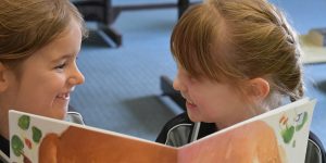 students reading